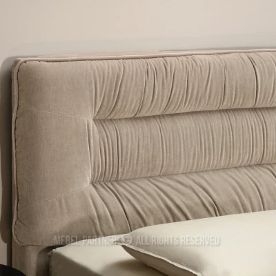 Polsterbett 140x200 SOLENNE - beige / schwarz