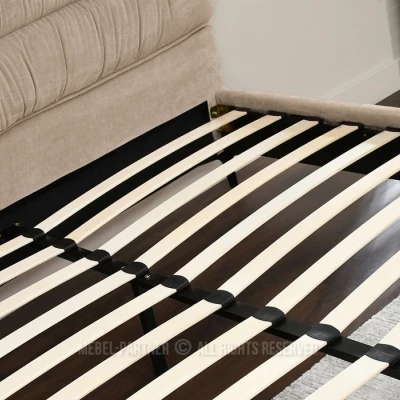 Polsterbett 140x200 SOLENNE - beige / schwarz