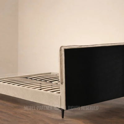 Polsterbett 140x200 SOLENNE - beige / schwarz