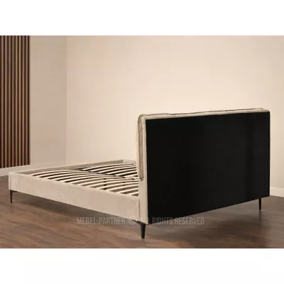 Polsterbett 140x200 SOLENNE - beige / schwarz