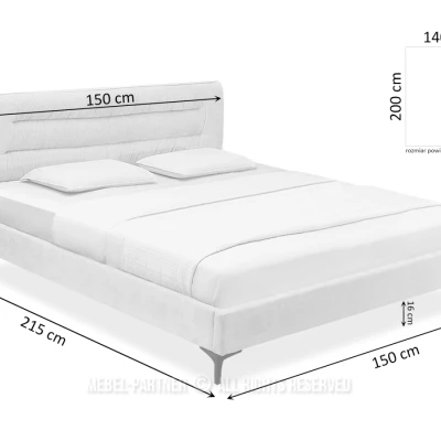 Polsterbett 140x200 SOLENNE - beige / schwarz