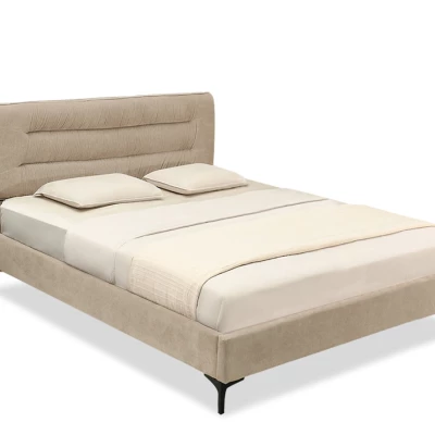 Polsterbett 140x200 SOLENNE - beige / schwarz