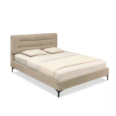 Polsterbett 140x200 SOLENNE - beige / schwarz