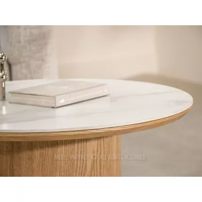 Couchtisch NICANOR – weißer Marmor / Eiche