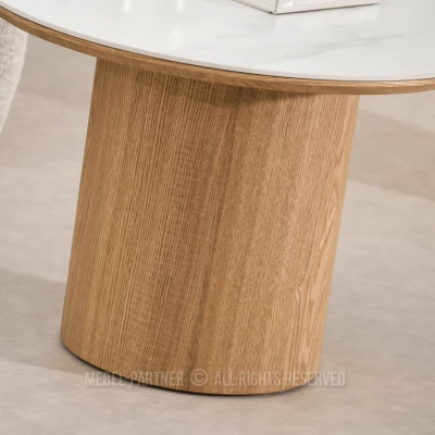 Couchtisch NICANOR – weißer Marmor / Eiche