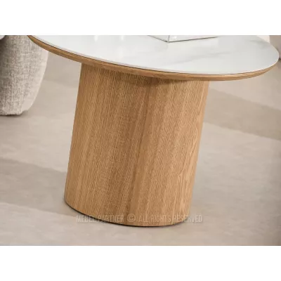 Couchtisch NICANOR – weißer Marmor / Eiche