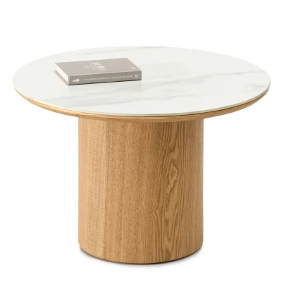 Couchtisch NICANOR – weißer Marmor / Eiche