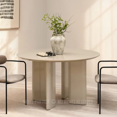 Runder Esstisch 130 cm ALVARO - glänzend beige