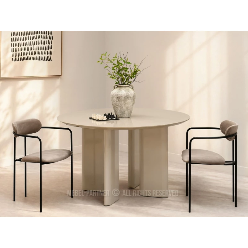 Runder Esstisch 130 cm ALVARO - glänzend beige