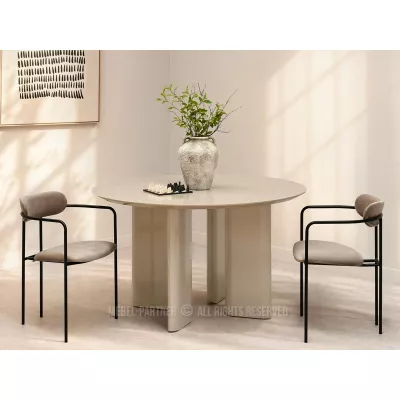 Runder Esstisch 130 cm ALVARO - glänzend beige