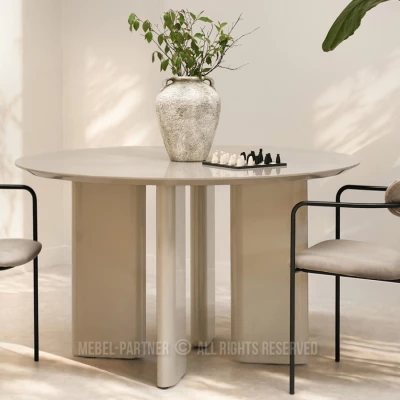 Runder Esstisch 130 cm ALVARO - glänzend beige