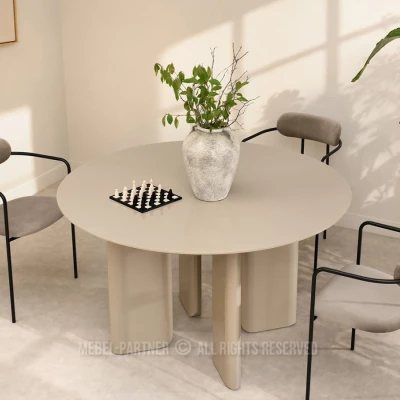 Runder Esstisch 130 cm ALVARO - glänzend beige