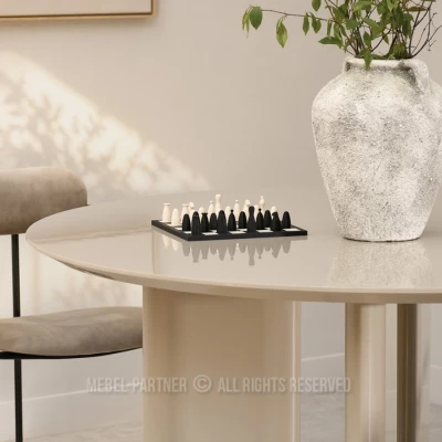 Runder Esstisch 130 cm ALVARO - glänzend beige