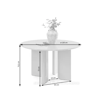 Runder Esstisch 130 cm ALVARO - glänzend beige