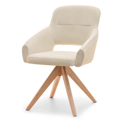CALINA Polsterdrehstuhl – Creme/Eiche
