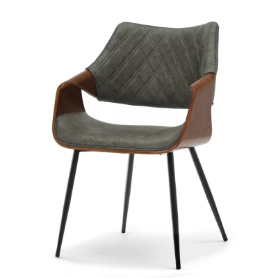 Designer-Esszimmerstuhl NENET – grün/walnuss/schwarz