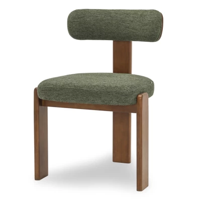 Esszimmerstuhl mit Polsterung ELODIA – grün/walnuss