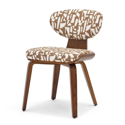 Esszimmerstuhl GLENDA – Creme/Braun/Walnuss