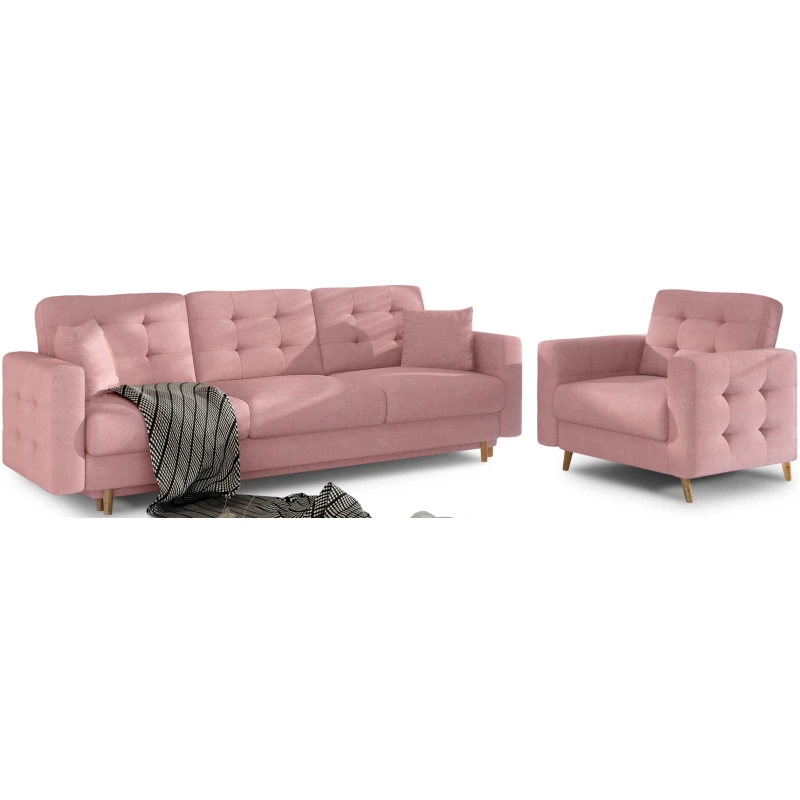 3+1 SASHA Sofa-Set – Hellrosa