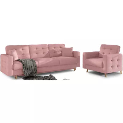 3+1 SASHA Sofa-Set – Hellrosa