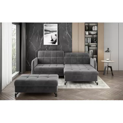 Sofagarnitur mit AZARI-Hocker – Graphit, rechte Ecke