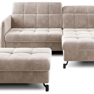 Sofagarnitur mit Hocker AZARI – hellbeige, rechte Ecke