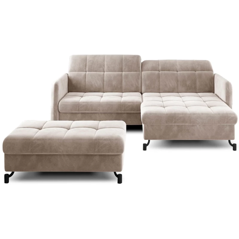 Sofagarnitur mit Hocker AZARI – hellbeige, rechte Ecke