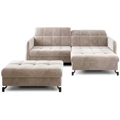 Sofagarnitur mit Hocker AZARI – hellbeige, rechte Ecke