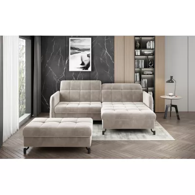 Sofagarnitur mit Hocker AZARI – hellbeige, rechte Ecke