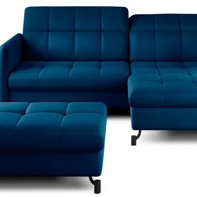 Sofagarnitur mit AZARI-Hocker – blau, rechte Ecke