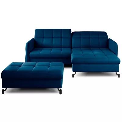 Sofagarnitur mit AZARI-Hocker – blau, rechte Ecke