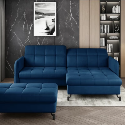 Sofagarnitur mit AZARI-Hocker – blau, rechte Ecke