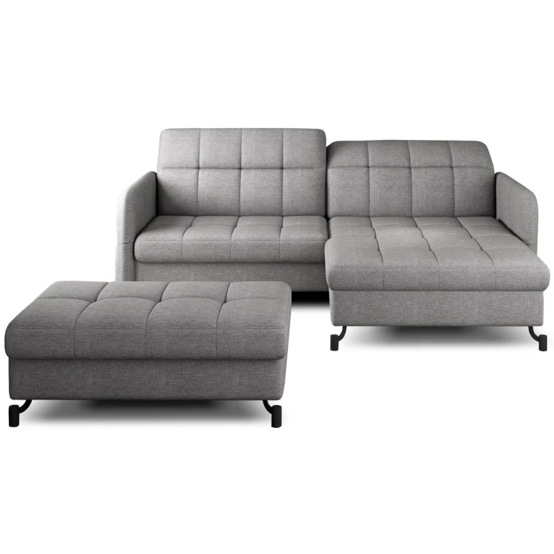 Sofagarnitur mit Hocker AZARI – grau, rechte Ecke