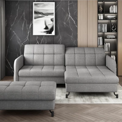 Sofagarnitur mit Hocker AZARI – grau, rechte Ecke