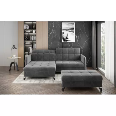 Sofagarnitur mit AZARI-Hocker – Graphit, linke Ecke