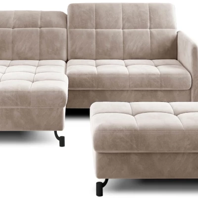Sofagarnitur mit AZARI-Hocker – hellbeige, linke Ecke