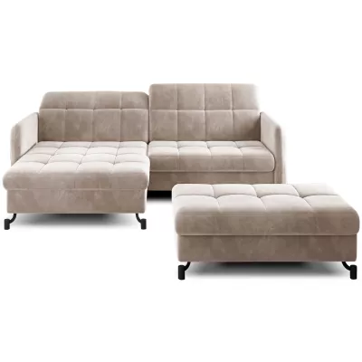 Sofagarnitur mit AZARI-Hocker – hellbeige, linke Ecke