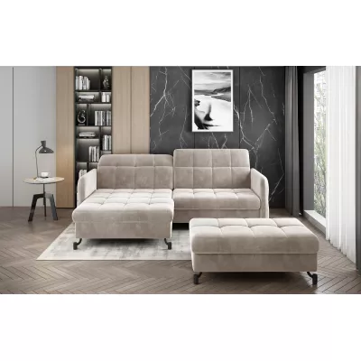Sofagarnitur mit AZARI-Hocker – hellbeige, linke Ecke