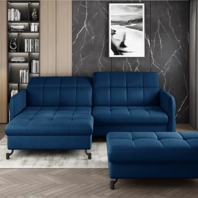 Sofagarnitur mit AZARI-Hocker – blau, linke Ecke