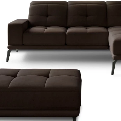 Ecksofa-Set mit Hocker ZINARA – dunkelbraun, rechte Ecke