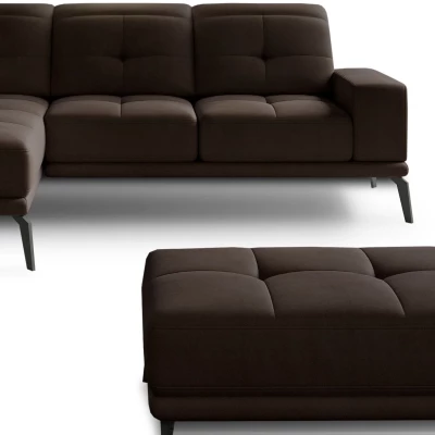 Ecksofa-Set mit Hocker ZINARA – dunkelbraun, linke Ecke