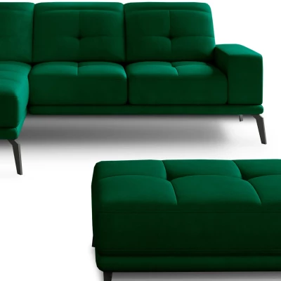 Ecksofa-Set mit Hocker ZINARA – flaschengrün, linke Ecke