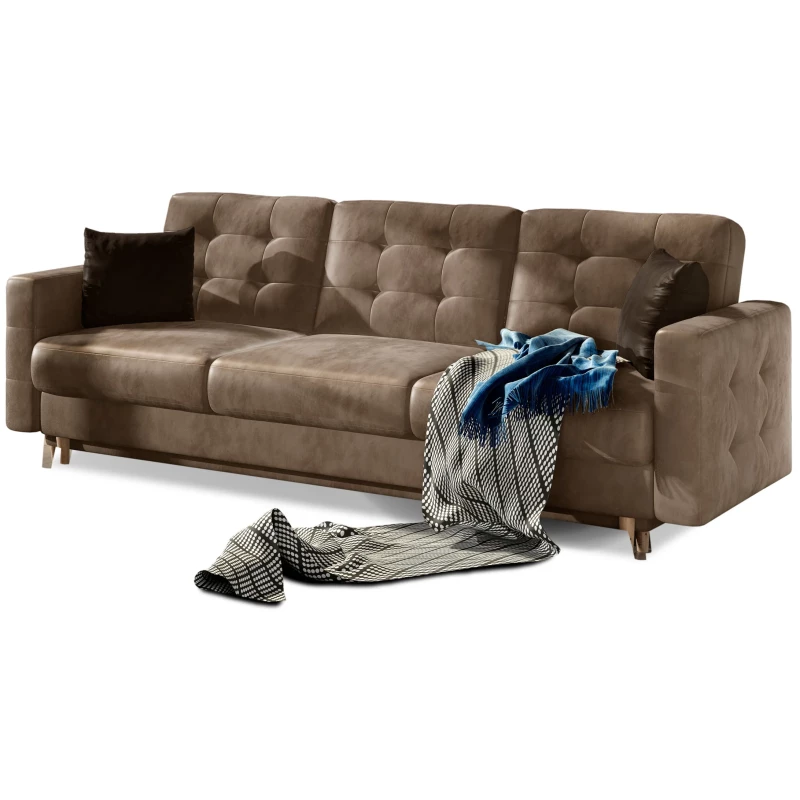 Dreisitzer-Sofa SASHA – hellbraun / dunkelbraun