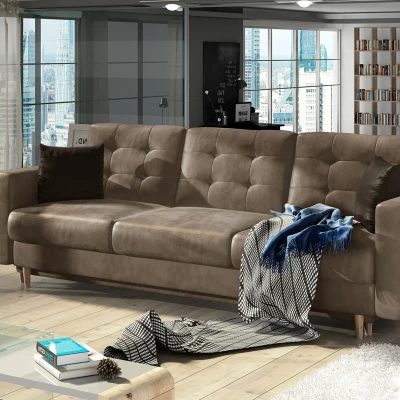 Dreisitzer-Sofa SASHA – hellbraun / dunkelbraun