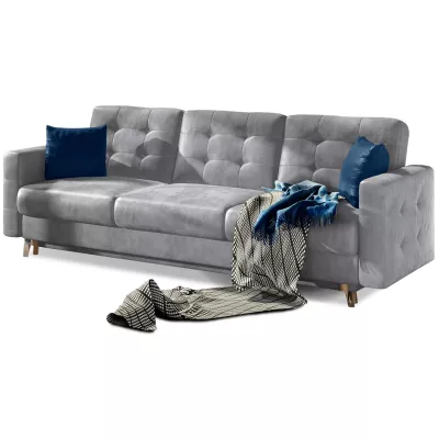 SASHA Dreisitzer-Sofa - Hellgrau / Marineblau