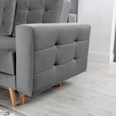 SASHA Dreisitzer-Sofa - Hellgrau / Marineblau