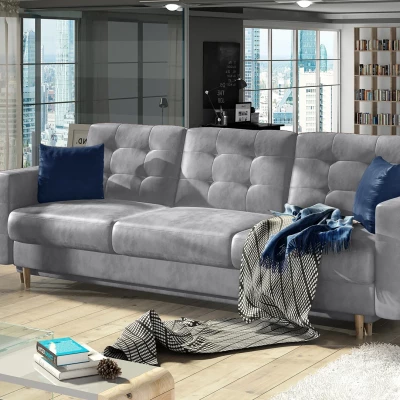 SASHA Dreisitzer-Sofa - Hellgrau / Marineblau