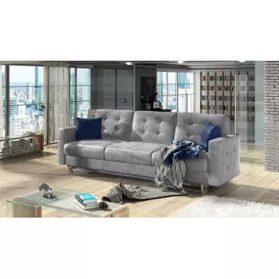 SASHA Dreisitzer-Sofa - Hellgrau / Marineblau