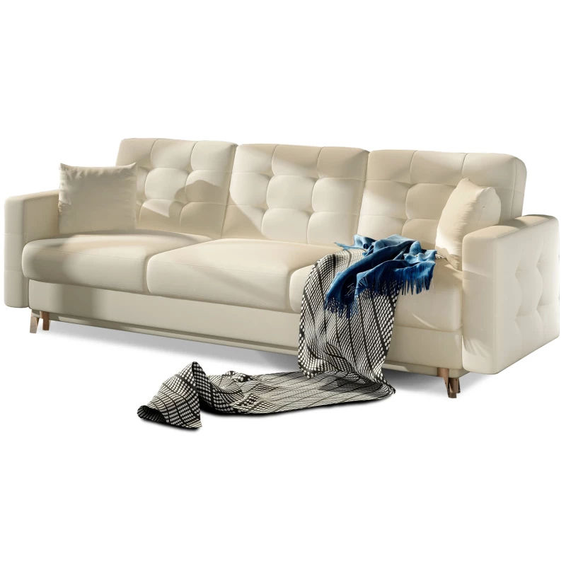 Dreisitzer-Sofa SASHA – beiges Öko-Leder