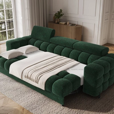Geräumiges Schlafsofa ILARA – Dunkelgrün
